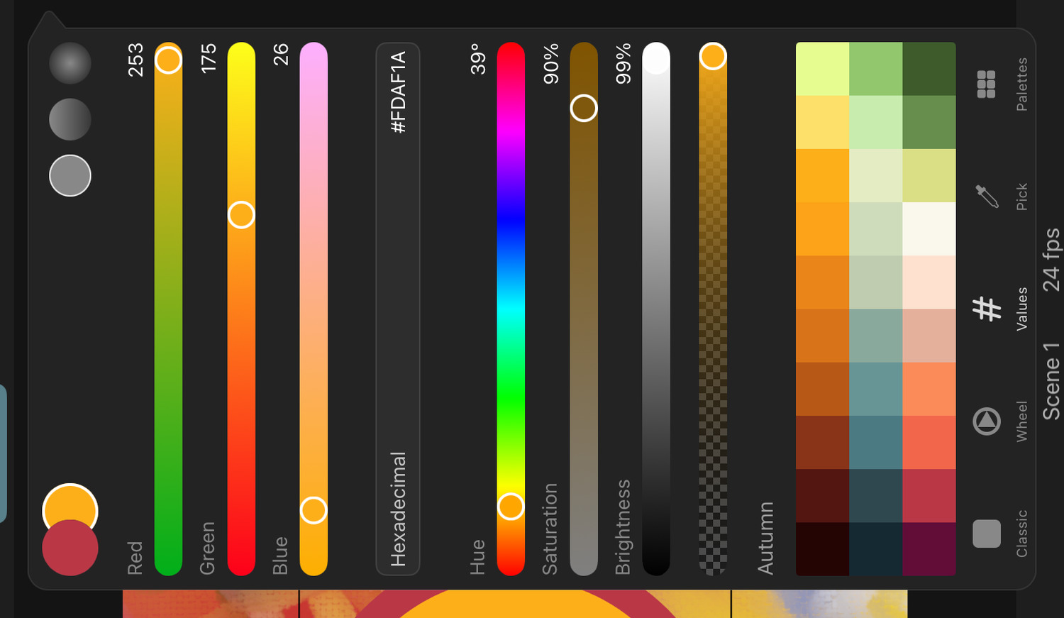 Values color picker