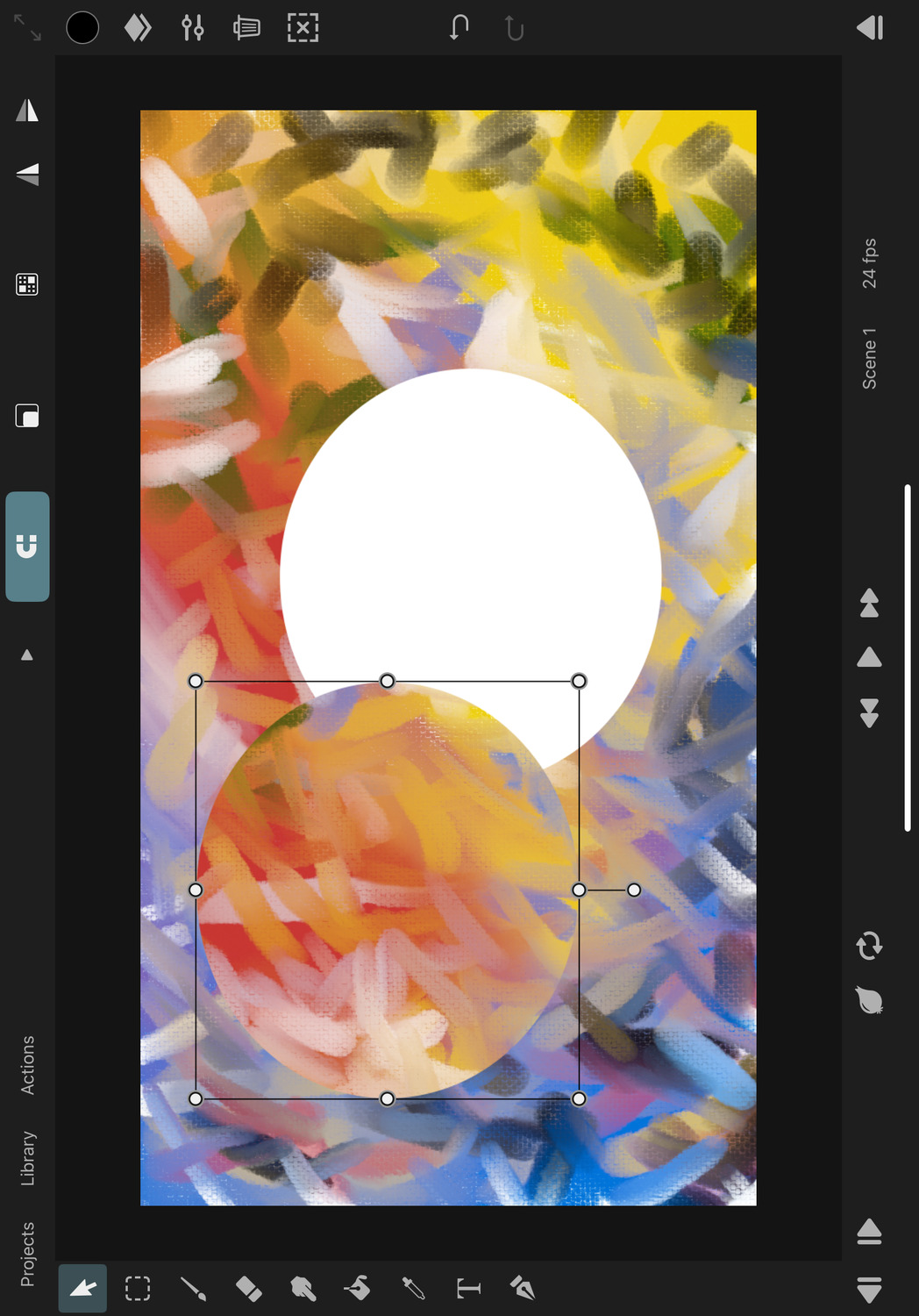 Pixel transform editing with an active selection